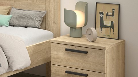 Kinderkamer Sam met bed, nachtkast, bureau en 3 deurs draaideurkast, eik