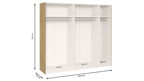 Schuifdeurkast Kixx, volledig met houten deuren, eiken/antraciet/eiken