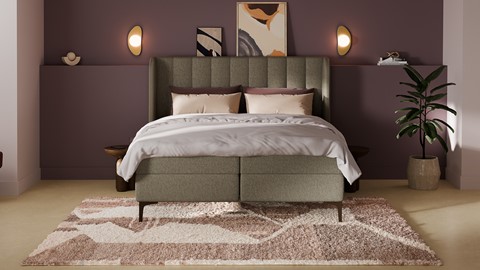 Boxspring Ivory soft teddy vlak met gestoffeerd matras, taupe
