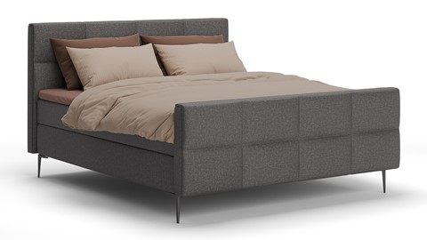 Boxspring Crystal linen touch vlak met gestoffeerd matras, dark grey
