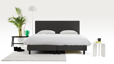 Boxspring Invito vlak met Bridge matras, donkergrijs