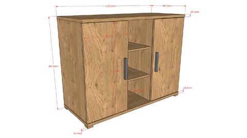 Commode Sam met 2 deuren, eik