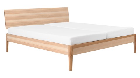 Bed Sky beuken met hoofdbord hout en poot hout, beuken