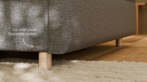 Boxspring Mica linen touch vlak met gestoffeerd matras, dark grey