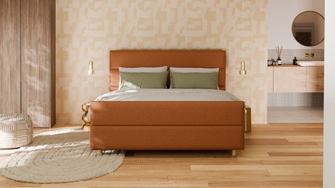 Boxspring Mica soft touch verstelbaar met gestoffeerd matras, terracotta