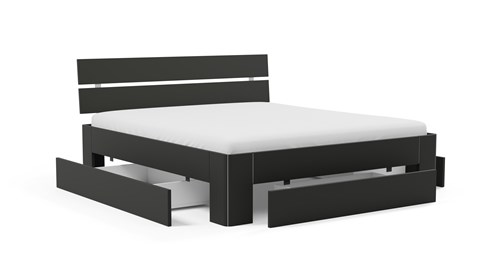 Bed Fresh 500 met hoofdbord en 3 opbergladen, zwart
