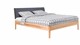 Bed Sky beuken met hoofdbord stof en poot hout, beuken stof grijs