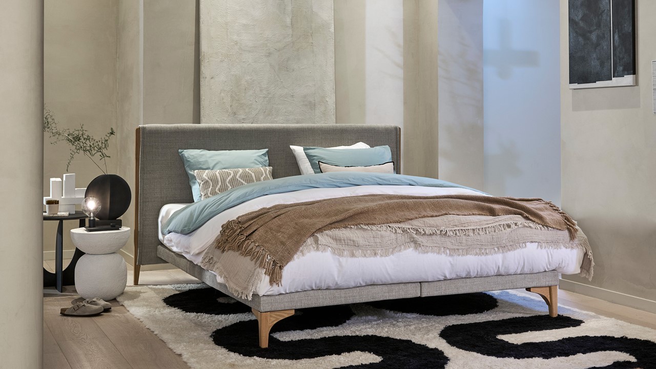 Boxspring Ease One Incl. Matras Grijs stof kopen? | Goossens