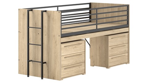 Halfhoogslaper Sam met commode 3 laden, eik