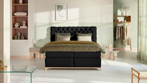 Boxspring Unik Elit vlak met gestoffeerd matras, black