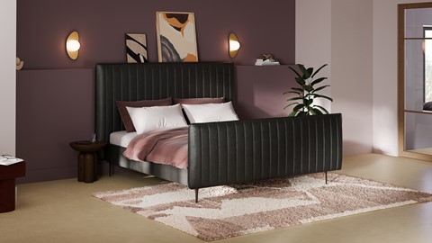 Bed Ruby velvet glow, dark grey