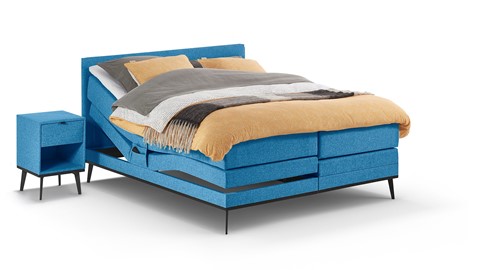 Boxspring Viggo verstelbaar met gestoffeerd matras, towel blauw