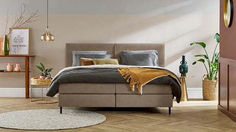 Boxspring Opal vlak met gestoffeerd matras, brown