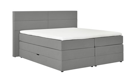 Opbergboxspring Pearl vlak met gestoffeerd matras, zinc