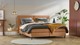 Boxspring Opal vlak met gestoffeerd matras, cognac