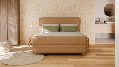 Boxspring Mica soft touch verstelbaar met gestoffeerd matras, mocha mousse