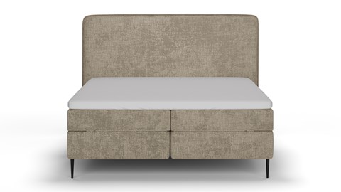 Boxspring Quartz velvet motif vlak met gestoffeerd matras, taupe