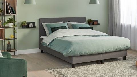 Box Ambra vlak met gestoffeerd matras, donkergrijs