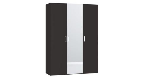 Draaideurkast Compact met hout- en spiegeldeuren, zwart