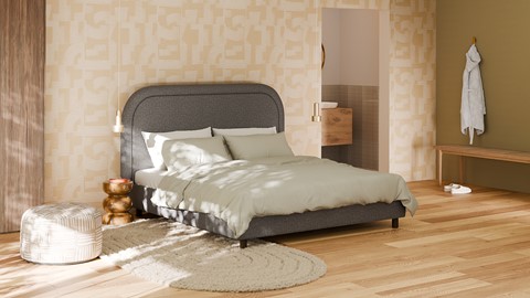 Bed Amber linen touch, dark grey