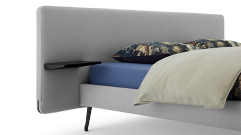 Bed Bädd Forma met Bossflex 400 vlak en gestoffeerd matras, etna light grey