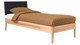 Bed Sky beuken met hoofdbord gecapitonneerd en poot hout, beuk lederlook zwart