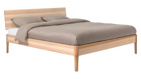 Bed Sky beuken met hoofdbord hout en poot hout, beuken