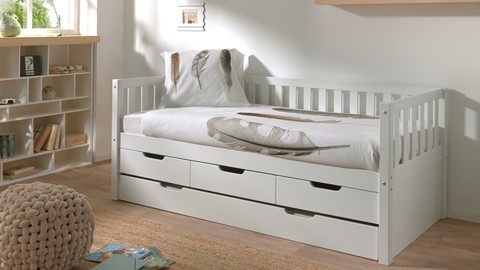Kajuitbed Fritz met 3 laden en slaaplade, white
