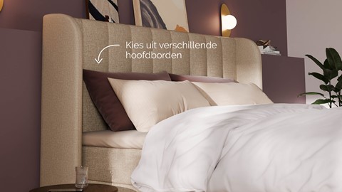 Boxspring Ivory linen touch vlak met gestoffeerd matras, beige