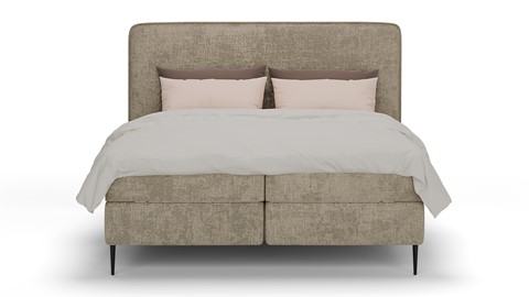 Boxspring Quartz velvet motif vlak met gestoffeerd matras, taupe
