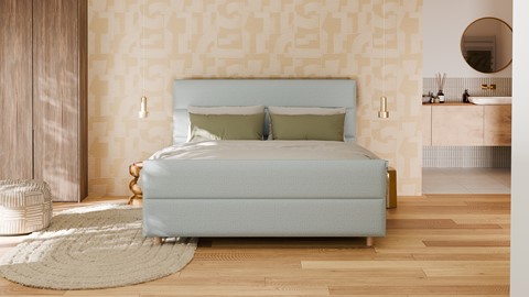 Boxspring Mica soft touch verstelbaar met gestoffeerd matras, light blue