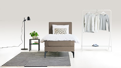 Boxspring Cisano vlak met gestoffeerd matras, taupe