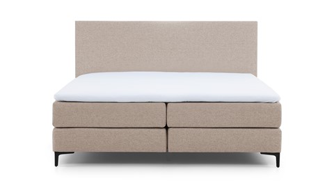 Boxspring Emerald vlak met gestoffeerd matras, beige