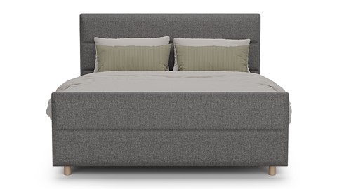 Boxspring Mica linen touch vlak met gestoffeerd matras, dark grey