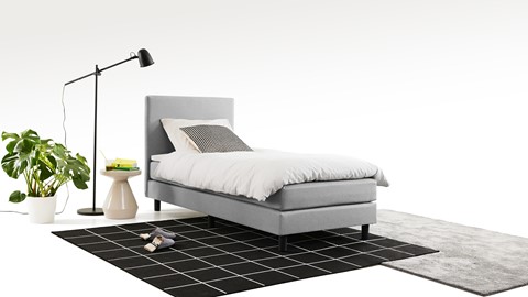 Boxspring Cisano vlak met gestoffeerd matras, lichtgrijs