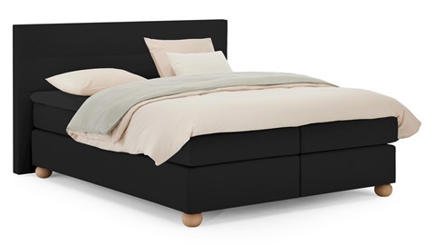 Boxspring Solid Lina vlak met gestoffeerd matras, black