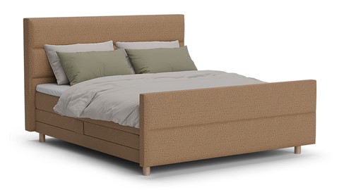 Boxspring Mica soft touch verstelbaar met gestoffeerd matras, mocha mousse