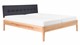 Bed Sky beuken met hoofdbord gecapitonneerd en poot hout, beuk stof grijs