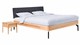 Bed Sky beuken met hoofdbord gecapitonneerd en poot metaal, beuk stof grijs