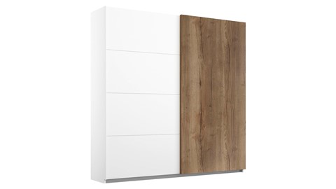 Schuifdeurkast Hallifax, alpine wit/eiken