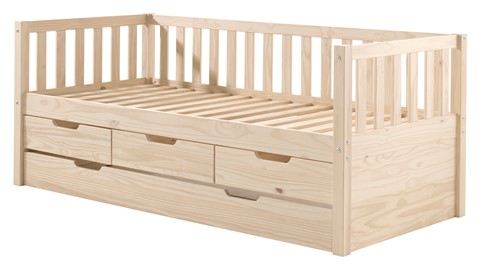 Kajuitbed Fritz met 3 laden en slaaplade, naturel