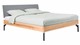 Bed Sky beuken met hoofdbord stof en poot metaal, beuken stof basalt