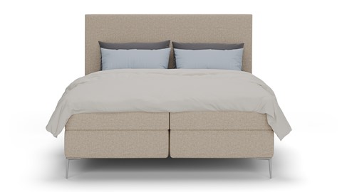 Boxspring Emerald linen touch vlak met gestoffeerd matras, beige