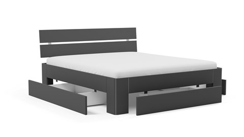 Bed Fresh 500 met hoofdbord en 3 opbergladen, antraciet