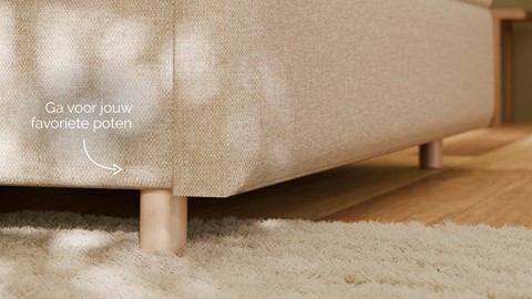 Boxspring Mica linen touch vlak met gestoffeerd matras, beige