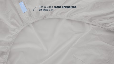 Hoeslaken B Bright Percale topper, lichtgrijs