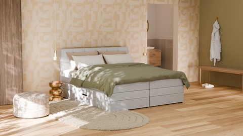 Opbergboxspring Jade - Linen touch, light grey