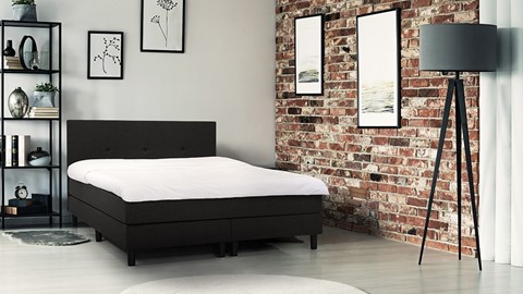 Boxspring Invito vlak met gestoffeerd matras, zwart