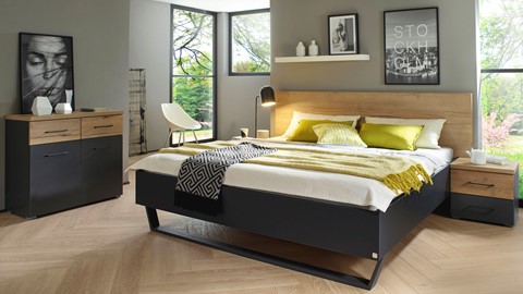 Bed Halifax, grijs metallic/eiken