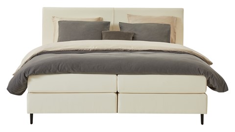 Boxspring Opal vlak met gestoffeerd matras, ecru